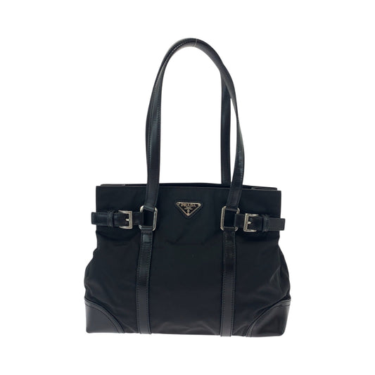 PRADA Tote Bag BR3118 Nylon black Tote Bag. Test Triangle With logo Women Used Authentic