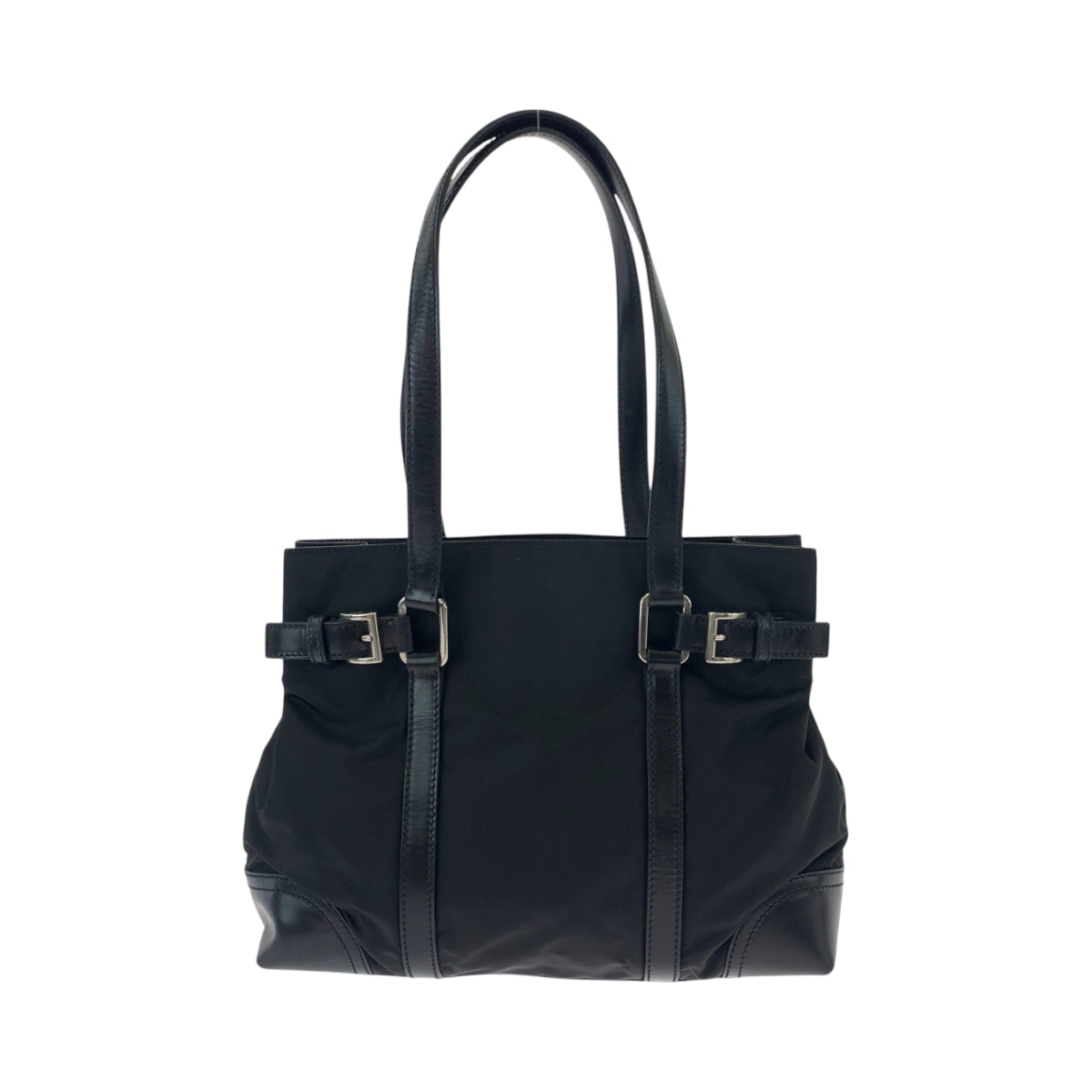 PRADA Tote Bag BR3118 Nylon black Tote Bag. Test Triangle With logo Women Used Authentic