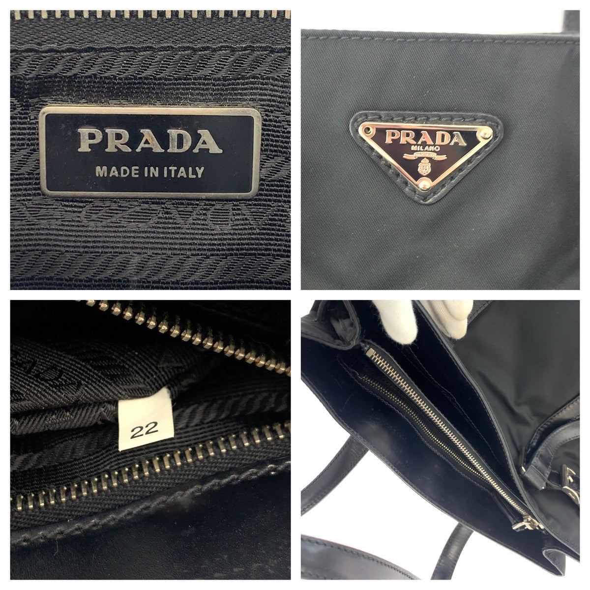 PRADA Tote Bag BR3118 Nylon black Tote Bag. Test Triangle With logo Women Used Authentic
