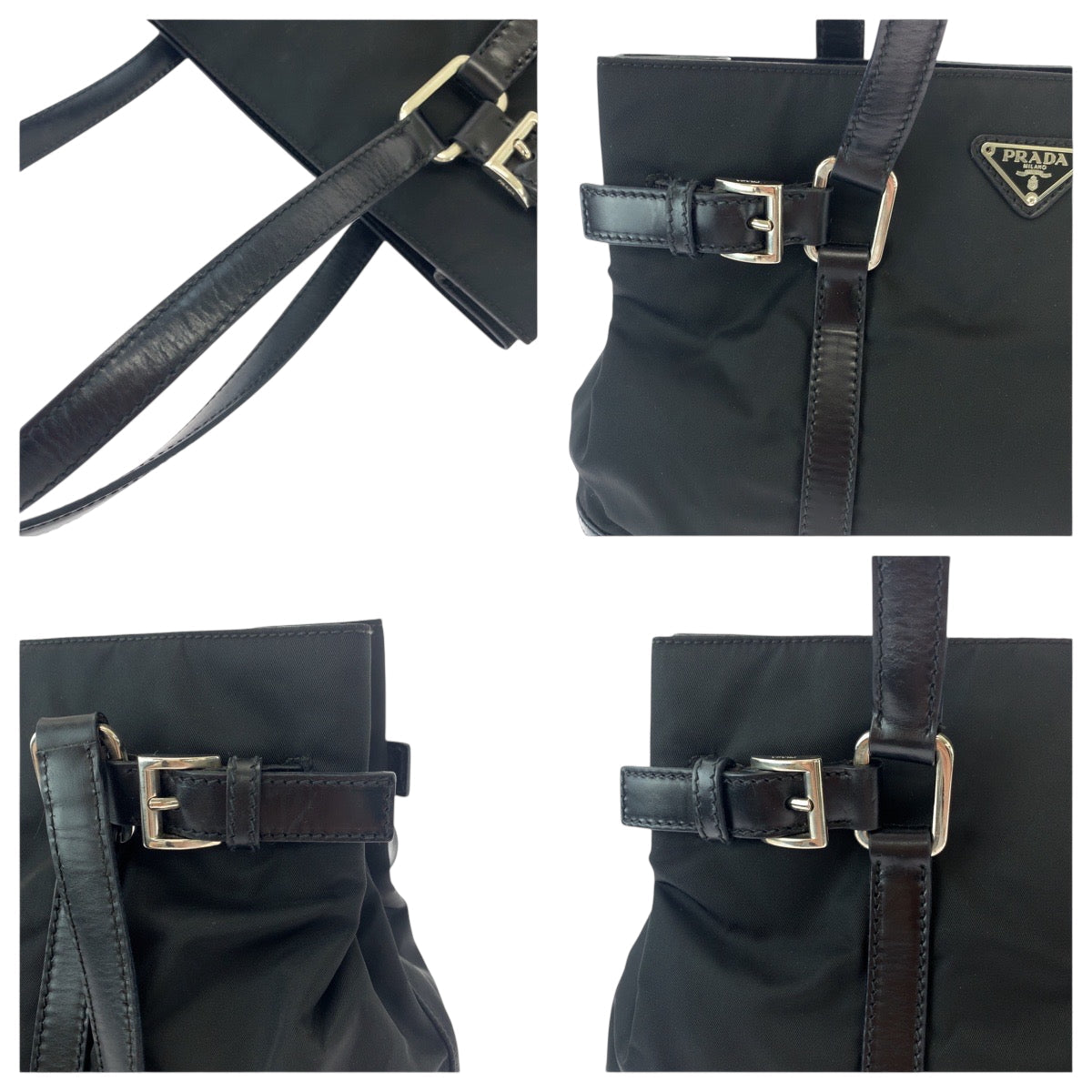 PRADA Tote Bag BR3118 Nylon black Tote Bag. Test Triangle With logo Women Used Authentic