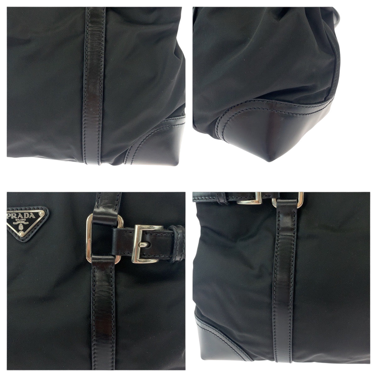PRADA Tote Bag BR3118 Nylon black Tote Bag. Test Triangle With logo Women Used Authentic