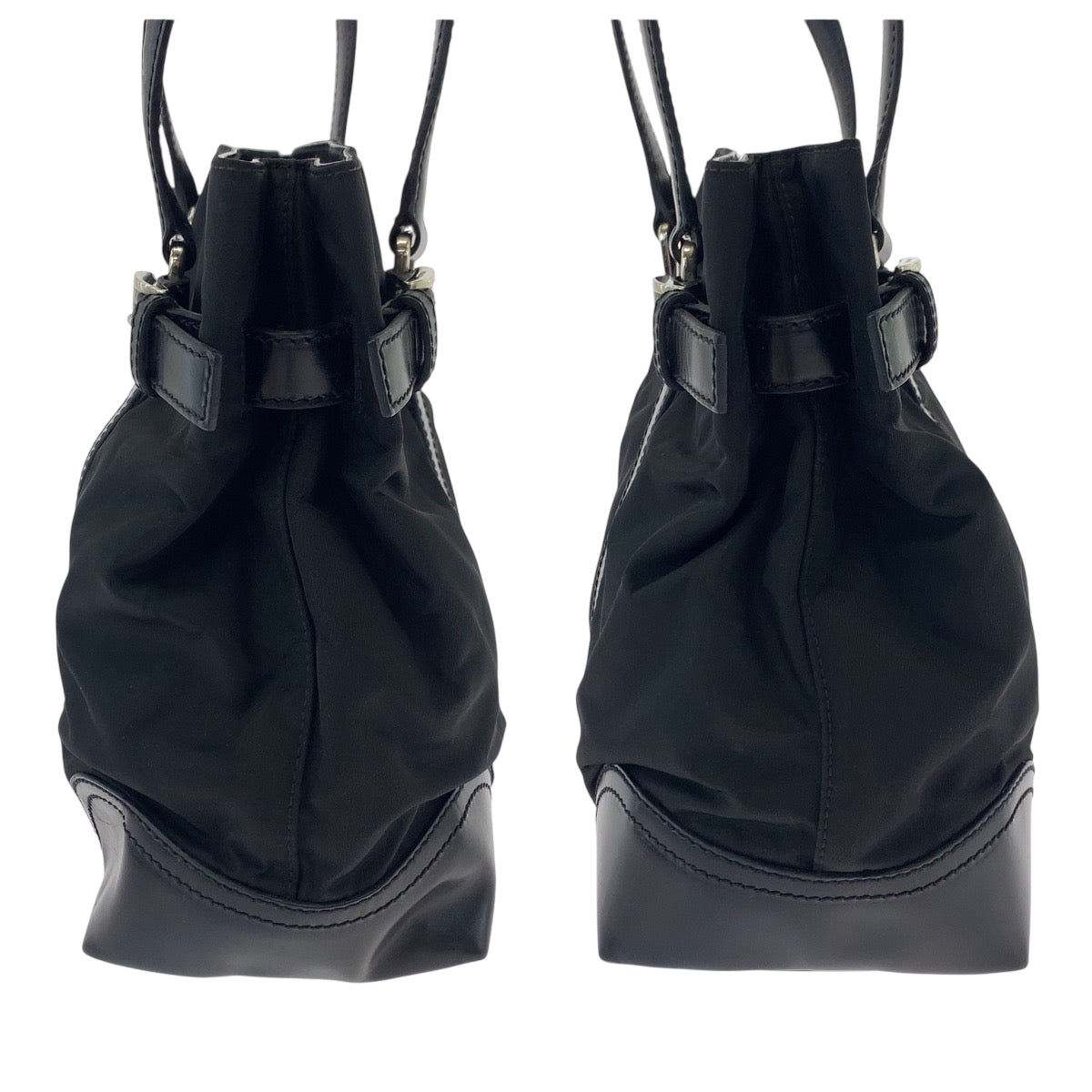 PRADA Tote Bag BR3118 Nylon black Tote Bag. Test Triangle With logo Women Used Authentic