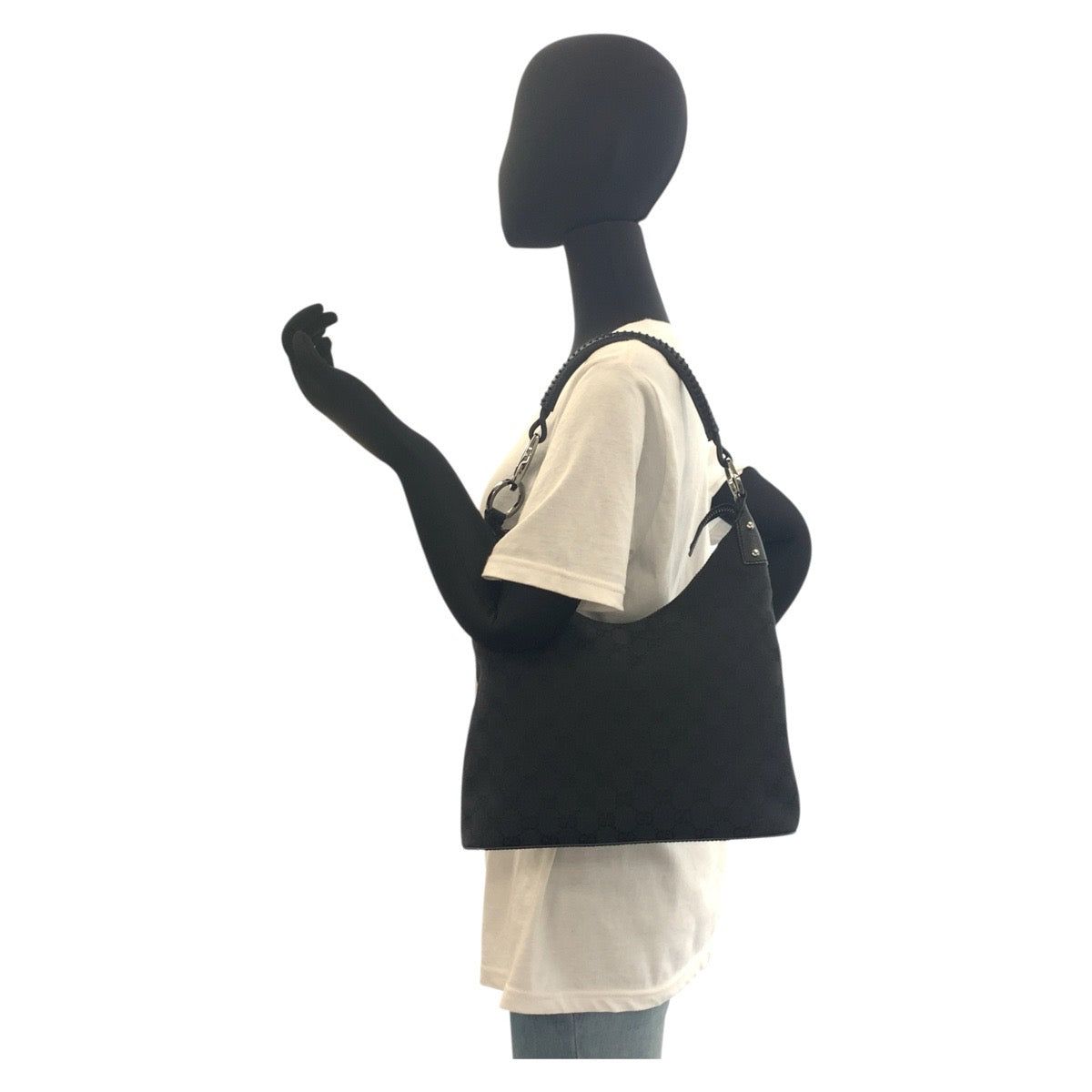 GUCCI Shoulder Bag 115003 GG canvas black Women Used Authentic
