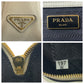 PRADA Shoulder Bag leather White GoldMetal Logo embossed