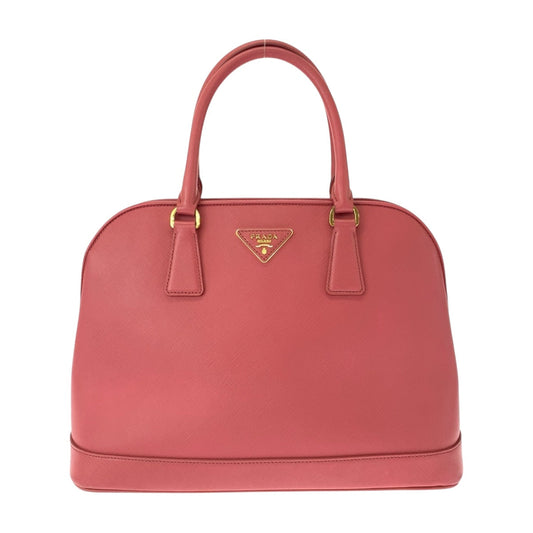 PRADA Handbag BN2558 leather Pink Gold Metal Safiano Triangle With logo