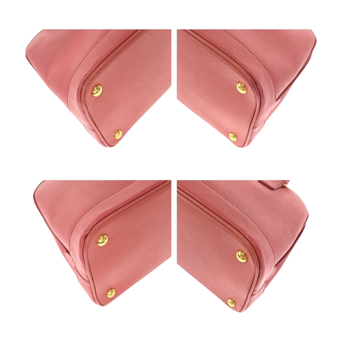 PRADA Handbag BN2558 leather Pink Gold Metal Safiano Triangle With logo