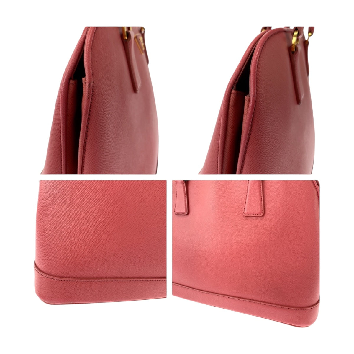 PRADA Handbag BN2558 leather Pink Gold Metal Safiano Triangle With logo
