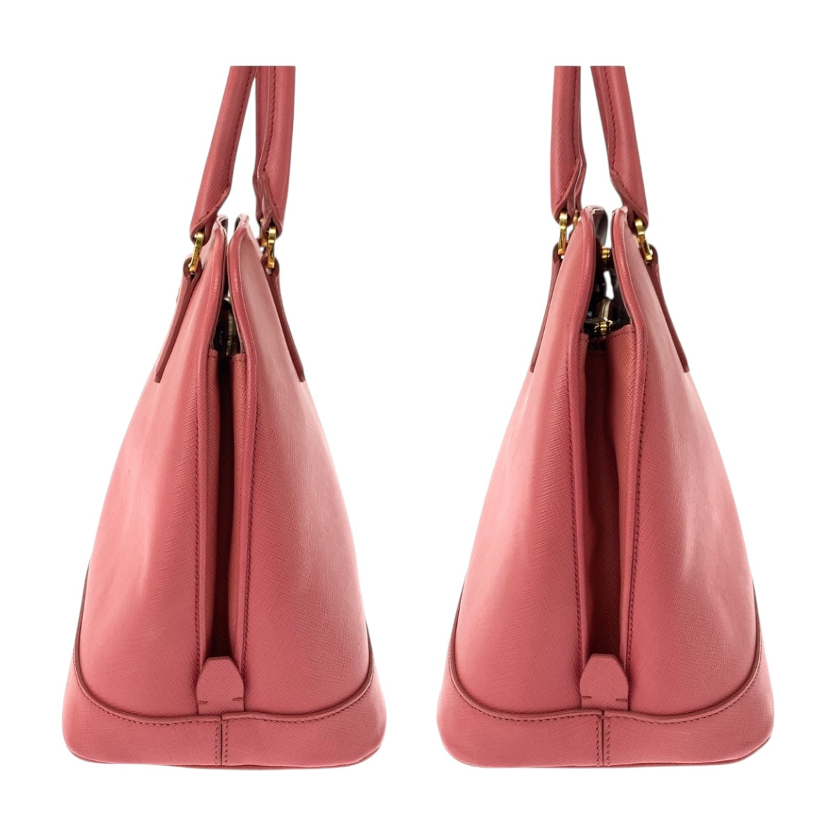 PRADA Handbag BN2558 leather Pink Gold Metal Safiano Triangle With logo