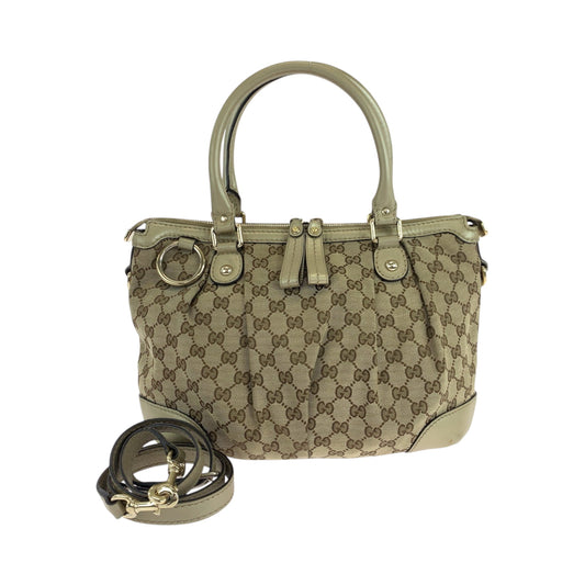 GUCCI Shoulder Bag 247902 GG canvas beige Shoulder Bag Handbag 2way Women Used Authentic