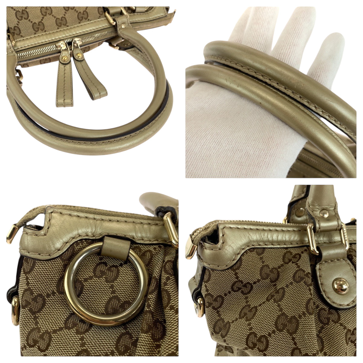 GUCCI Shoulder Bag 247902 GG canvas beige Shoulder Bag Handbag 2way Women Used Authentic