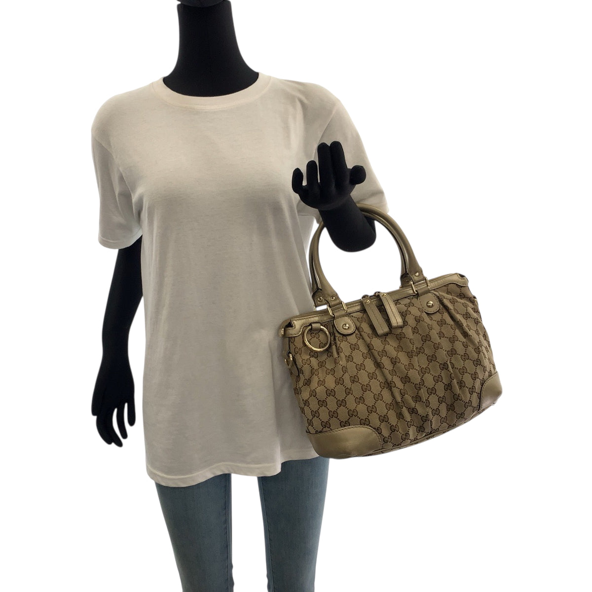 GUCCI Shoulder Bag 247902 GG canvas beige Shoulder Bag Handbag 2way Women Used Authentic