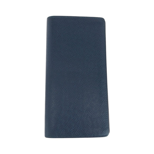 LOUIS VUITTON Long Wallet Purse M30662 Taiga Blue Silver Metal Taiga Portefeuille Braza