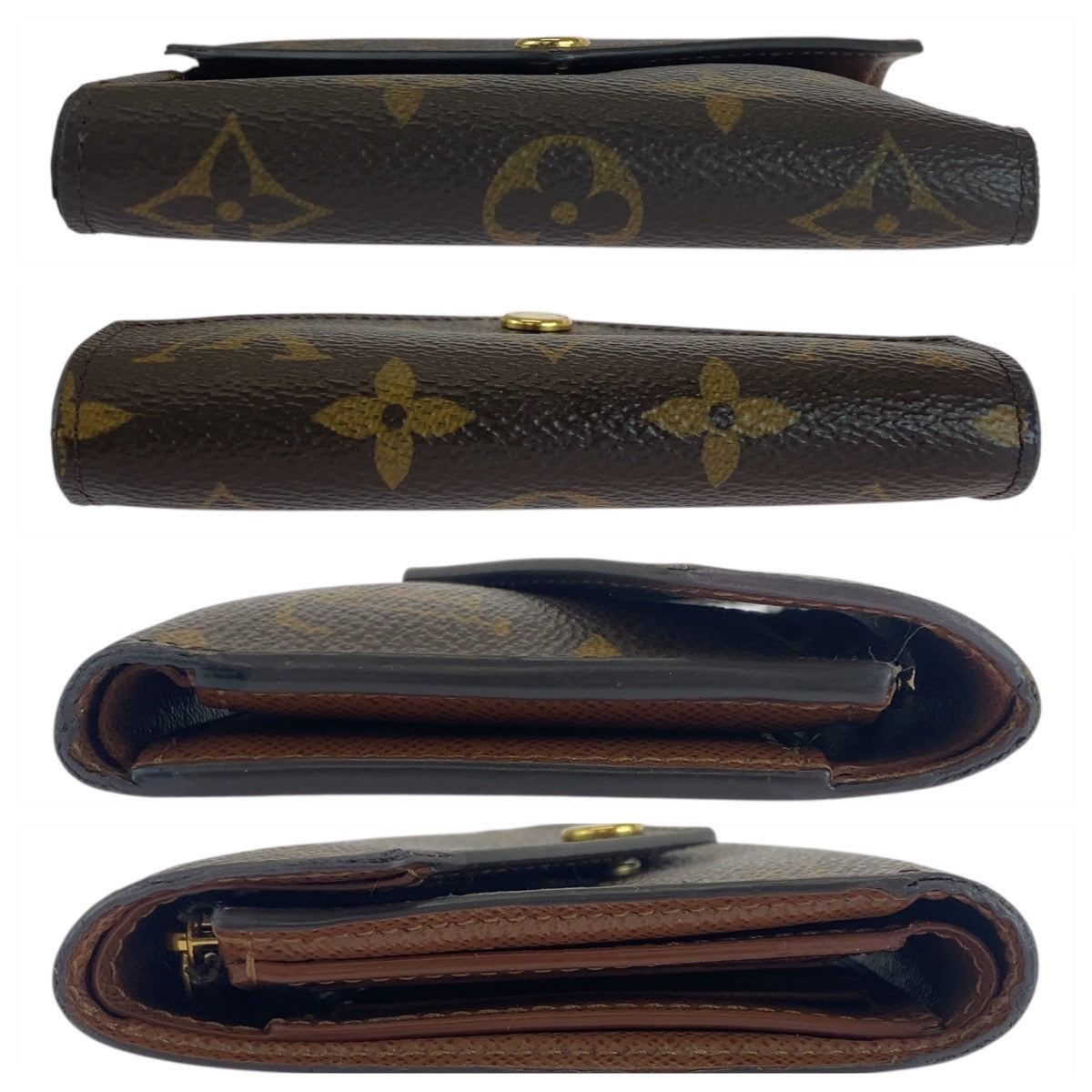 LOUIS VUITTON Tri-fold wallet M62472 PVC Brown Gold Metal Monogram Portefeuille Victorine