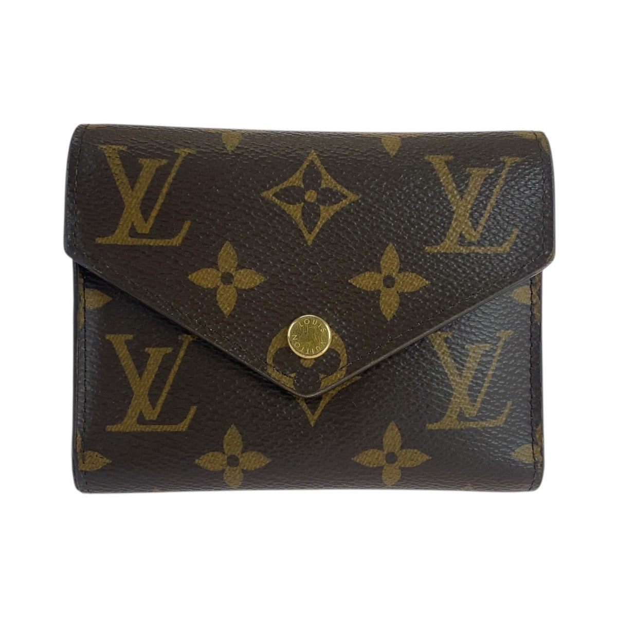LOUIS VUITTON Tri-fold wallet M62472 PVC Brown Gold Metal Monogram Portefeuille Victorine