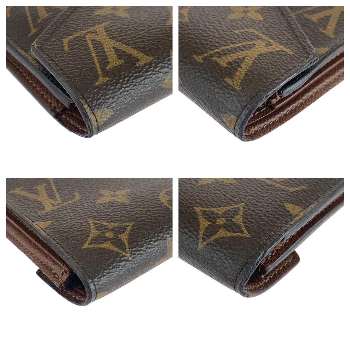 LOUIS VUITTON Tri-fold wallet M62472 PVC Brown Gold Metal Monogram Portefeuille Victorine