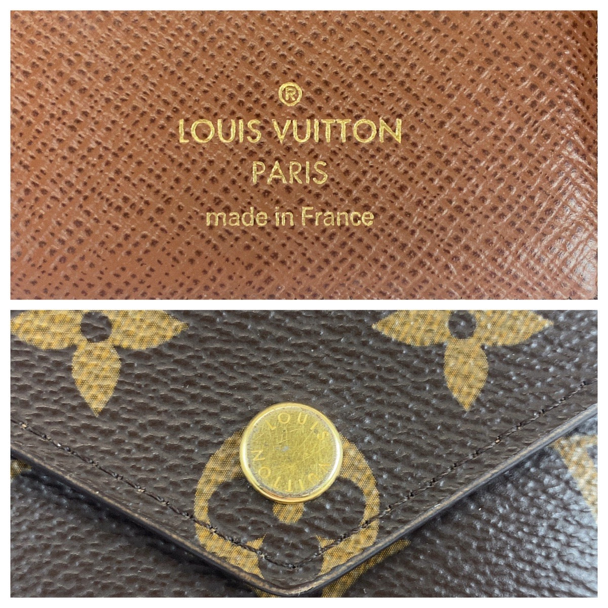 LOUIS VUITTON Tri-fold wallet M62472 PVC Brown Gold Metal Monogram Portefeuille Victorine