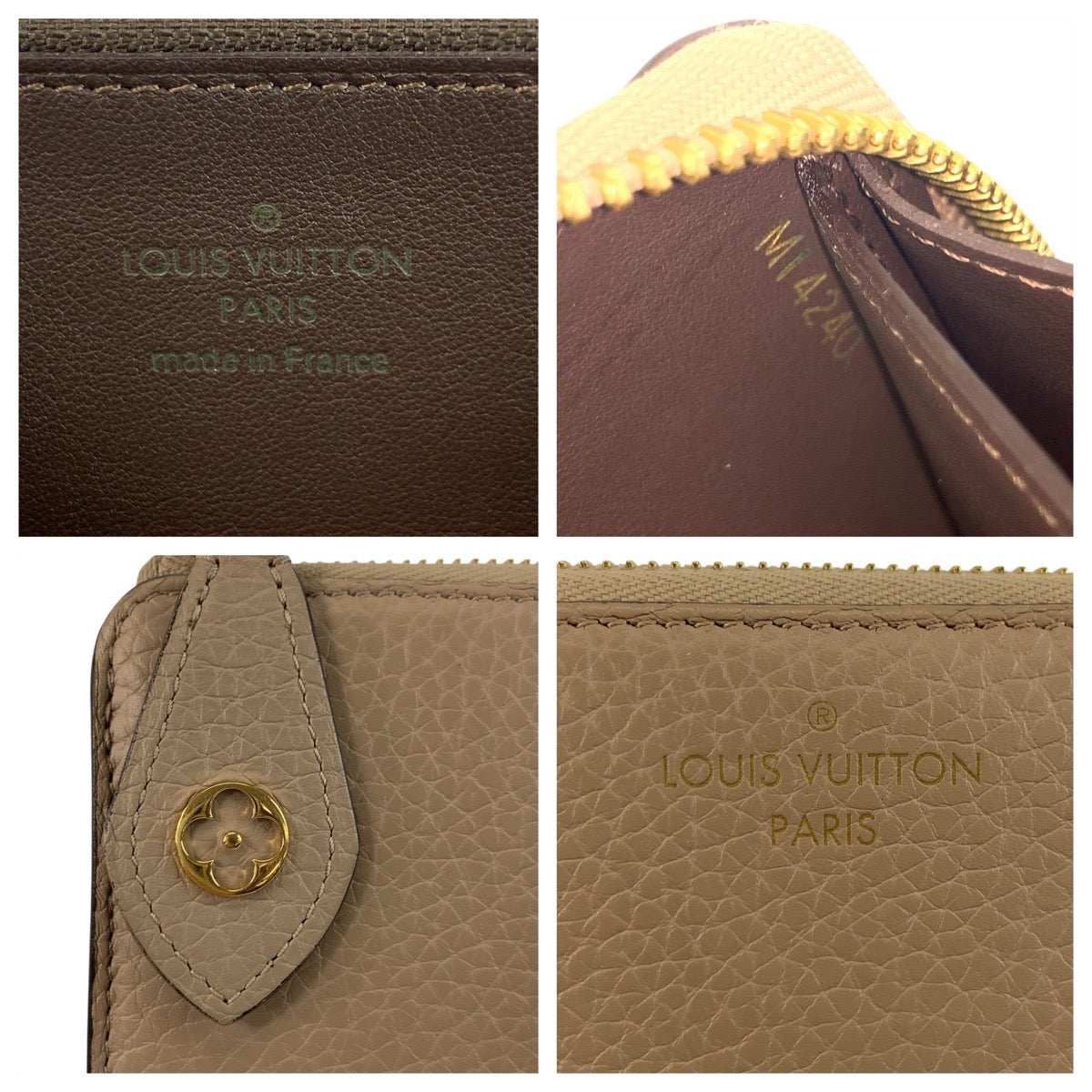 LOUIS VUITTON Long Wallet Purse M63104 leather Greige Gold Metal Long Wallet Purse Portefeuille comet Women Used Authentic
