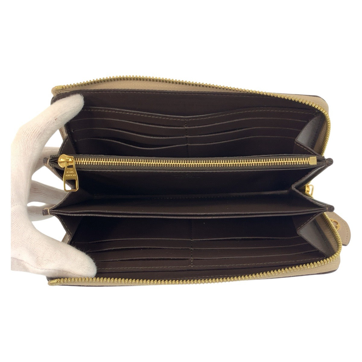 LOUIS VUITTON Long Wallet Purse M63104 leather Greige Gold Metal Long Wallet Purse Portefeuille comet Women Used Authentic