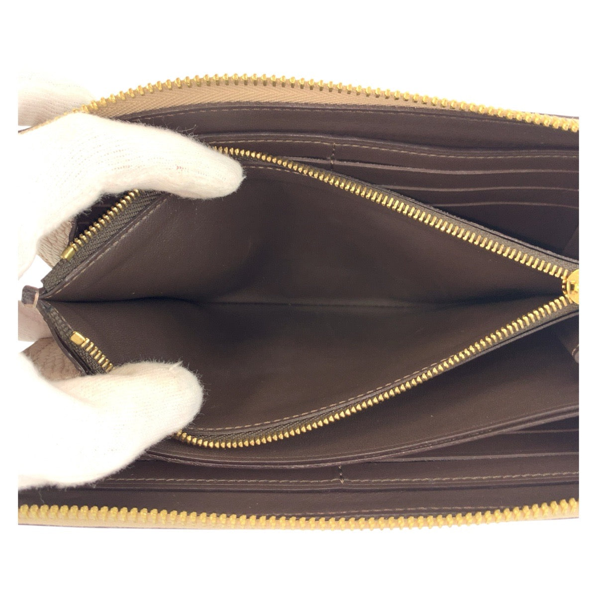 LOUIS VUITTON Long Wallet Purse M63104 leather Greige Gold Metal Long Wallet Purse Portefeuille comet Women Used Authentic