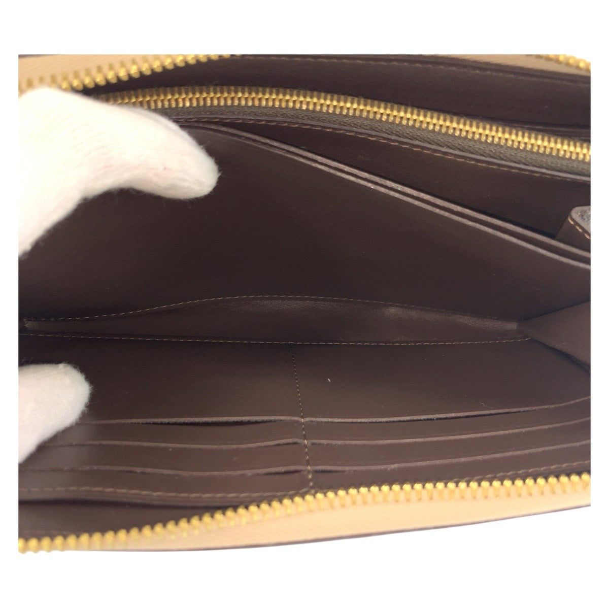 LOUIS VUITTON Long Wallet Purse M63104 leather Greige Gold Metal Long Wallet Purse Portefeuille comet Women Used Authentic
