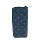 LOUIS VUITTON Long Wallet Purse M80423 Calfskin Navy Blue Black Metal Long Wallet Purse Zip Around monogram shadow Zippy Wallet Vertical mens Used Authentic