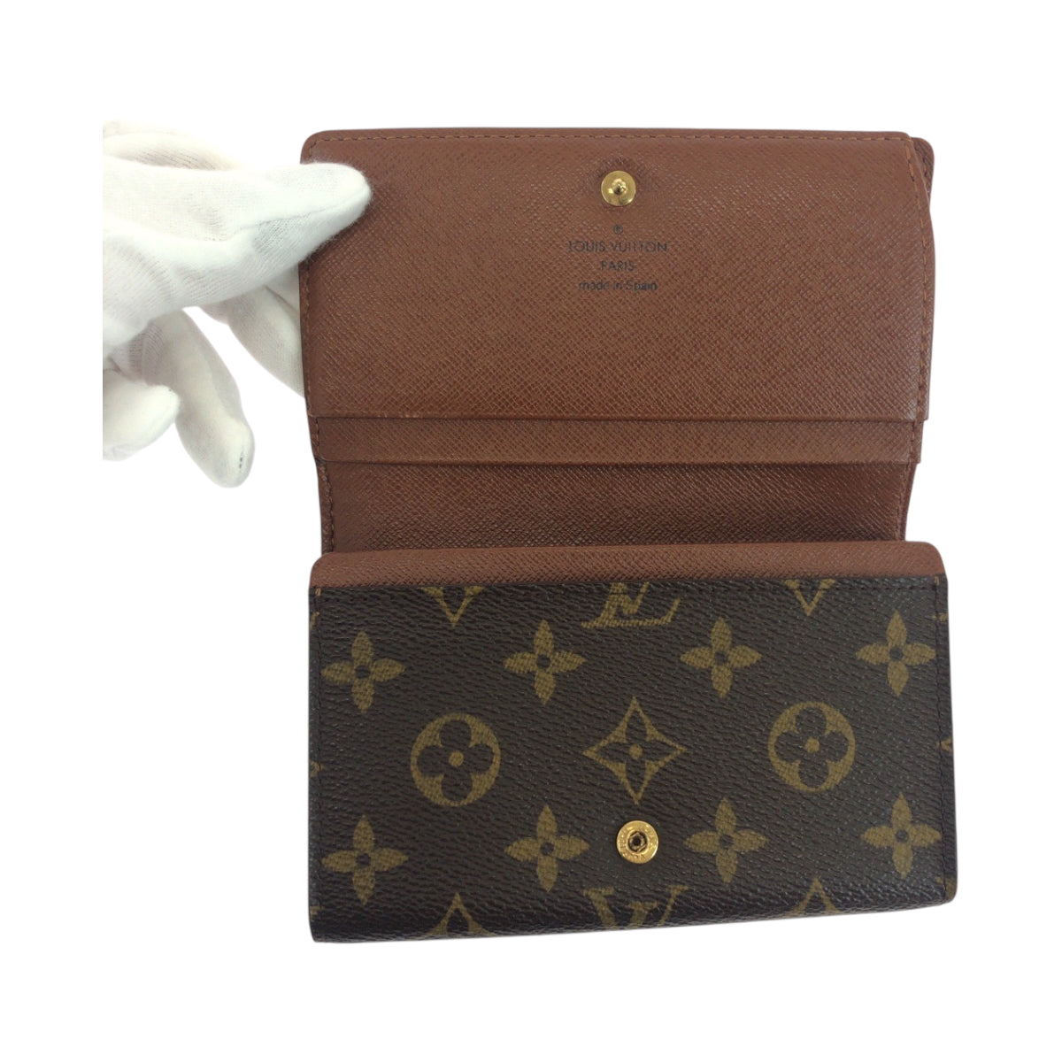 LOUIS VUITTON Bifold Wallet M61736 PVC Dark Brown Gold Metal Folding wallet Compact wallet Monogram Portefeuille Tresol Women Used Authentic