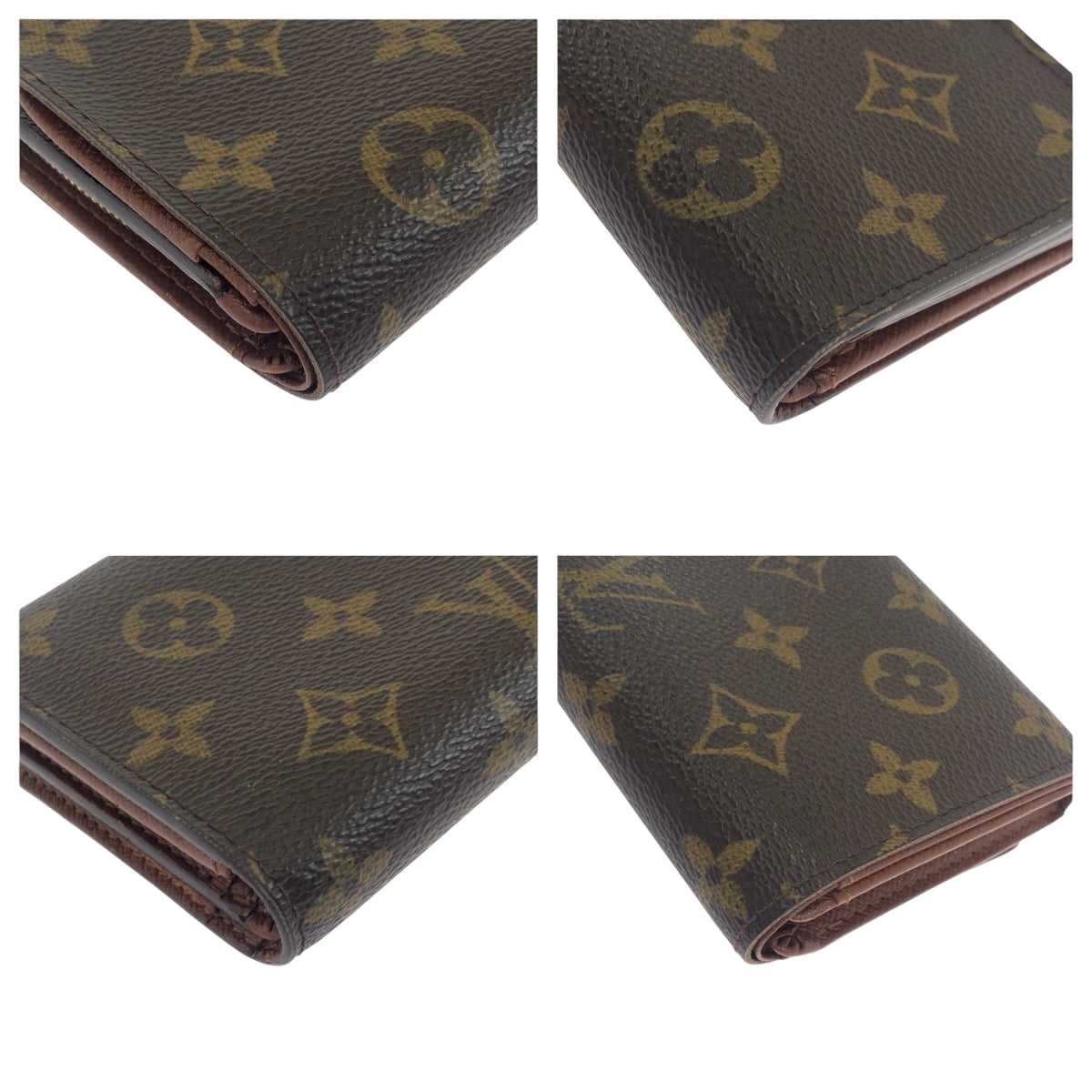 LOUIS VUITTON Bifold Wallet M61736 PVC Dark Brown Gold Metal Folding wallet Compact wallet Monogram Portefeuille Tresol Women Used Authentic