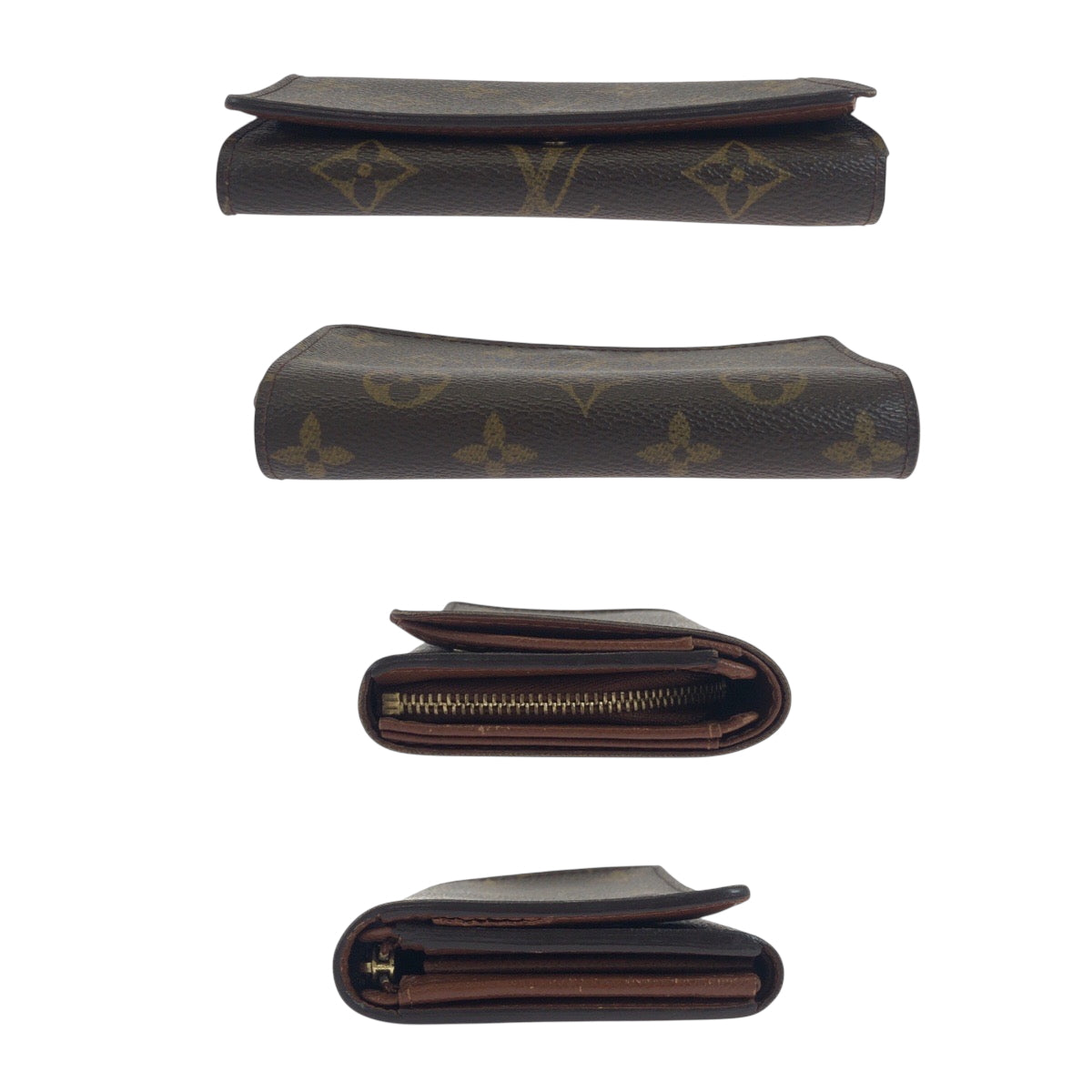 LOUIS VUITTON Bifold Wallet M61736 PVC Dark Brown Gold Metal Folding wallet Compact wallet Monogram Portefeuille Tresol Women Used Authentic