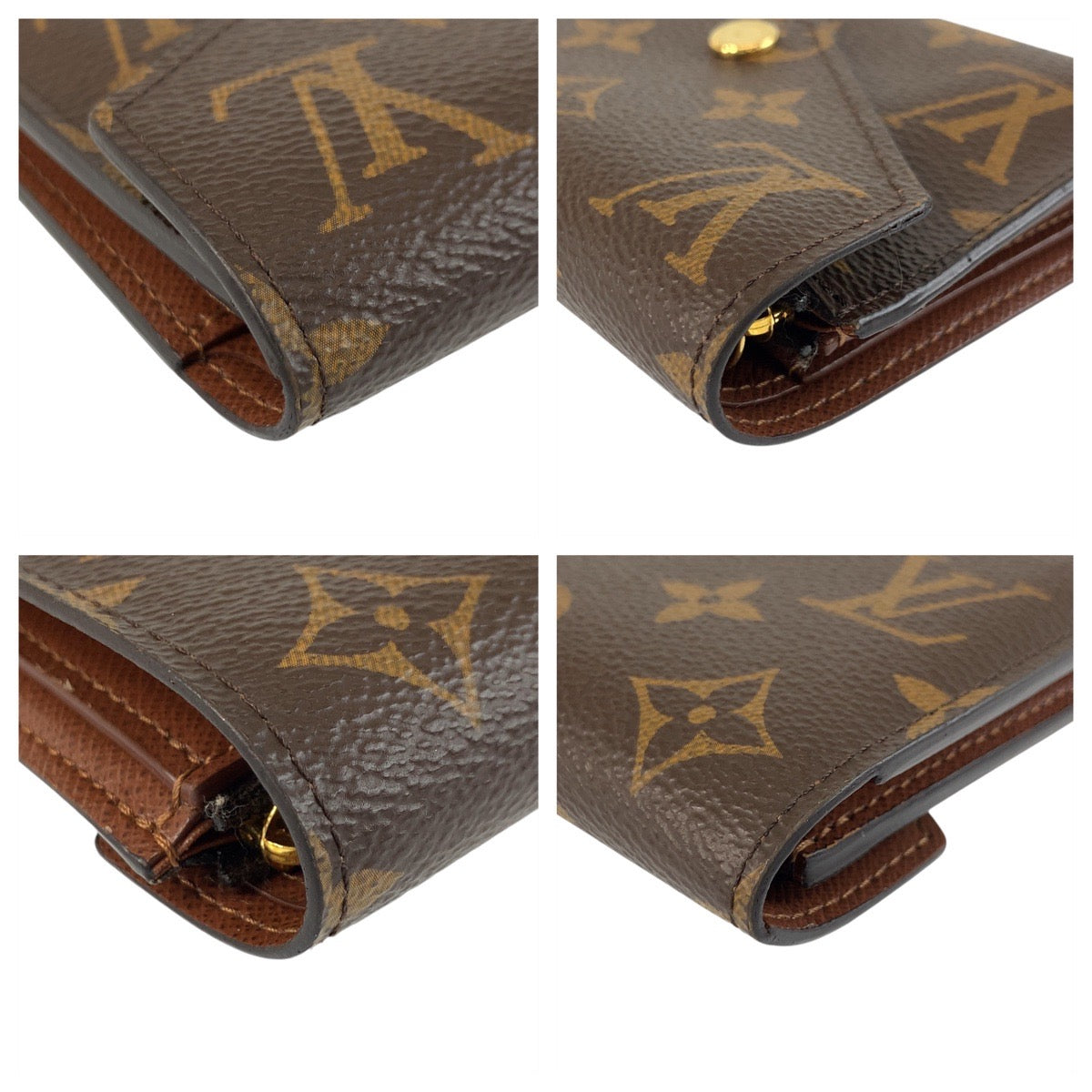 LOUIS VUITTON Tri-fold wallet M62472 PVC Brown Gold Metal Monogram Portefeuille Victorine