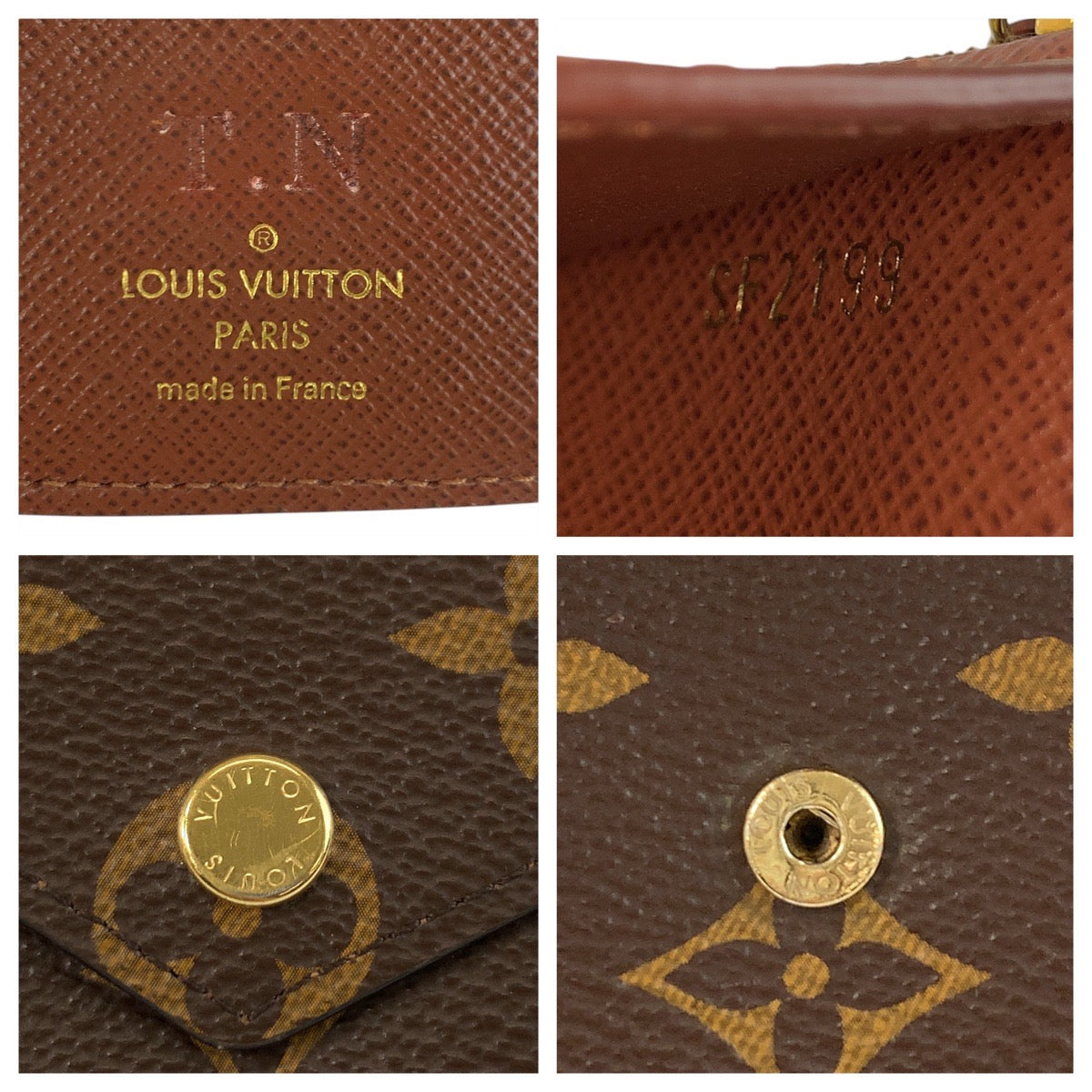 LOUIS VUITTON Tri-fold wallet M62472 PVC Brown Gold Metal Monogram Portefeuille Victorine