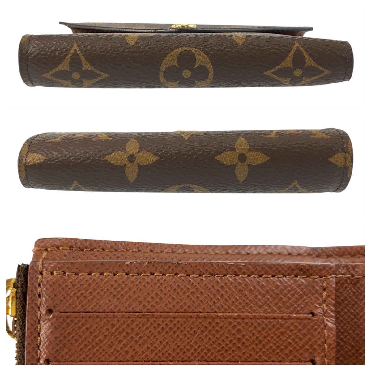 LOUIS VUITTON Tri-fold wallet M62472 PVC Brown Gold Metal Monogram Portefeuille Victorine