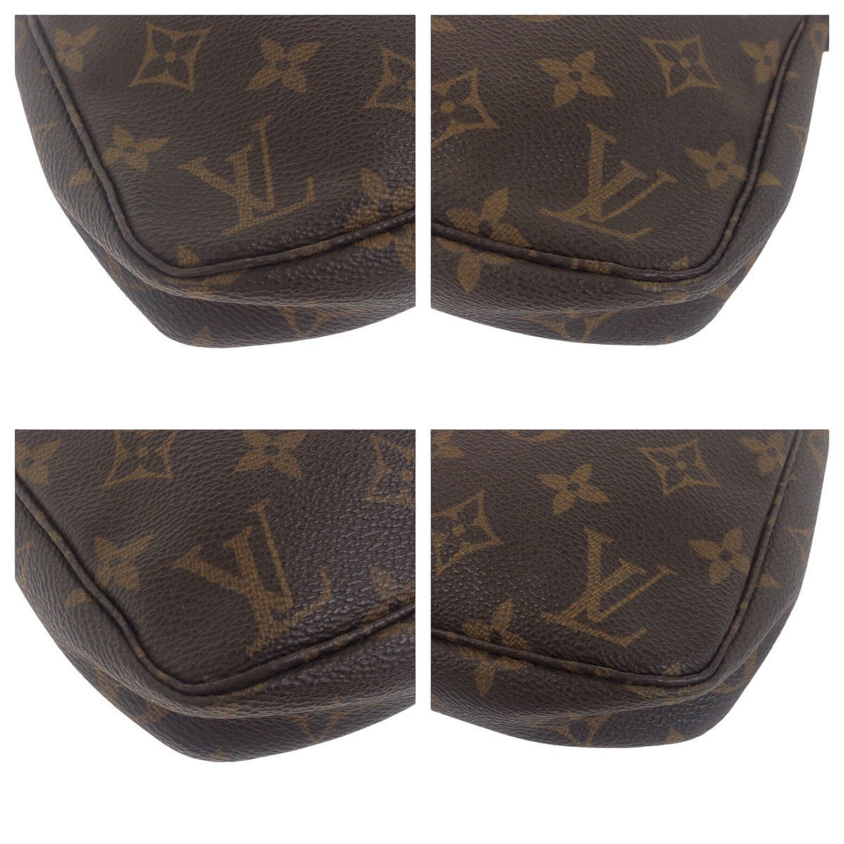 LOUIS VUITTON Handbag M51980 PVC Brown Gold Metal Handbag accessory pouch Monogram Pochette Accessoires Women Used Authentic