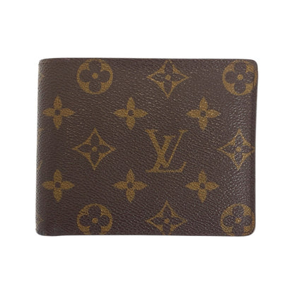 LOUIS VUITTON Bifold Wallet M60026 PVC Brown Gold Metal Monogram Portefeuille Florin