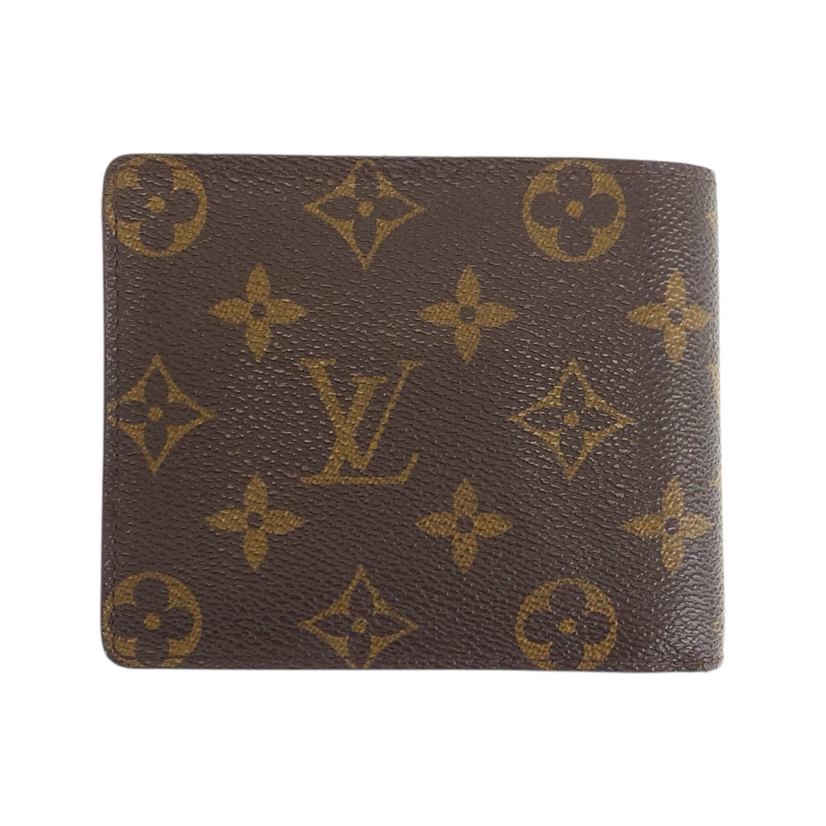 LOUIS VUITTON Bifold Wallet M60026 PVC Brown Gold Metal Monogram Portefeuille Florin
