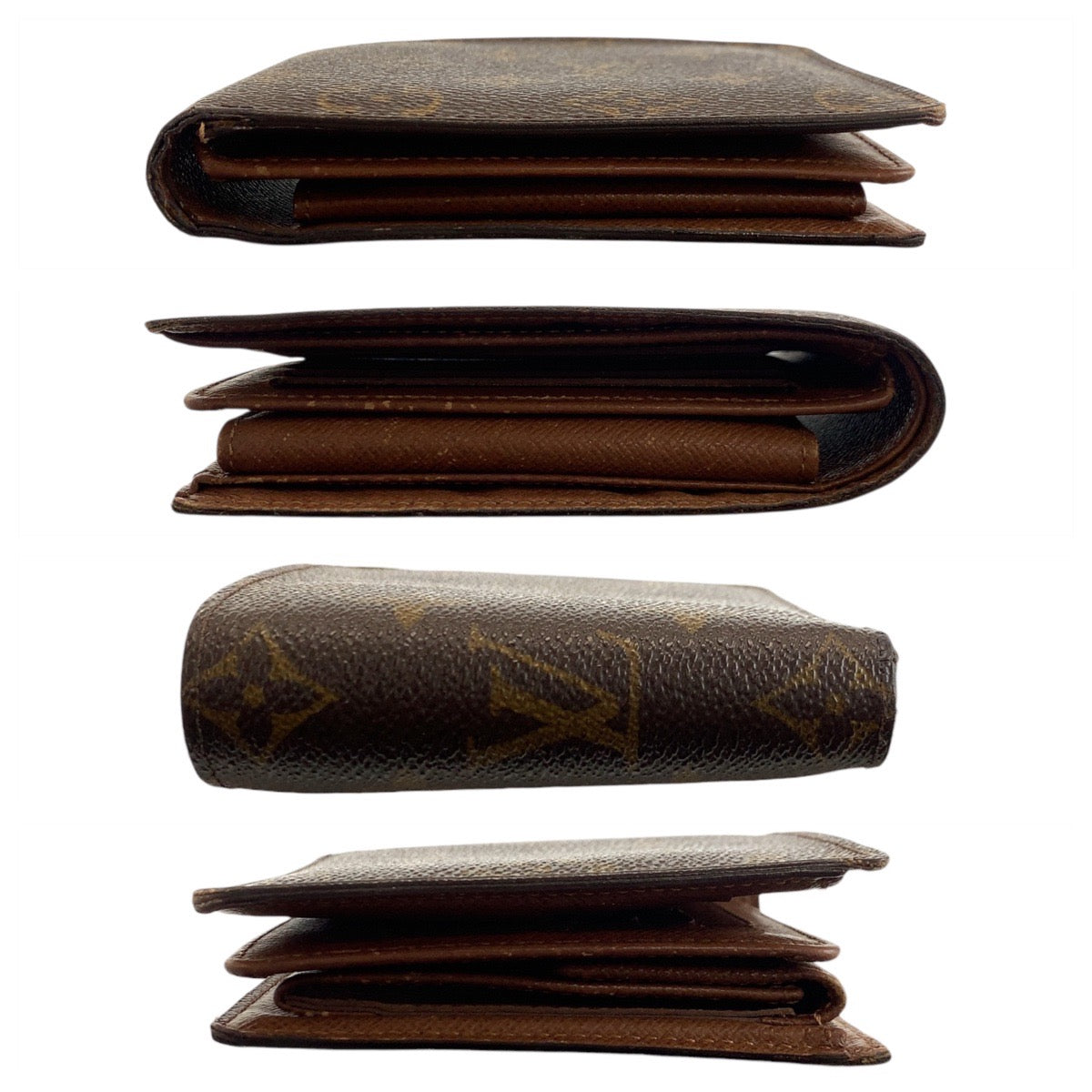 LOUIS VUITTON Bifold Wallet M60026 PVC Brown Gold Metal Monogram Portefeuille Florin