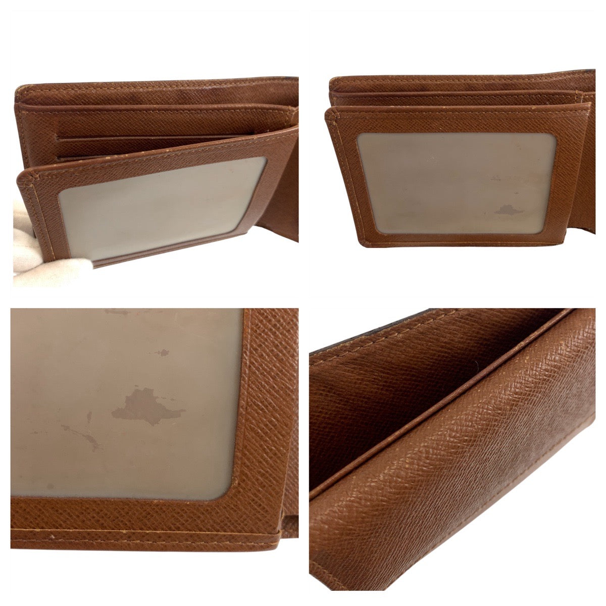 LOUIS VUITTON Bifold Wallet M60026 PVC Brown Gold Metal Monogram Portefeuille Florin