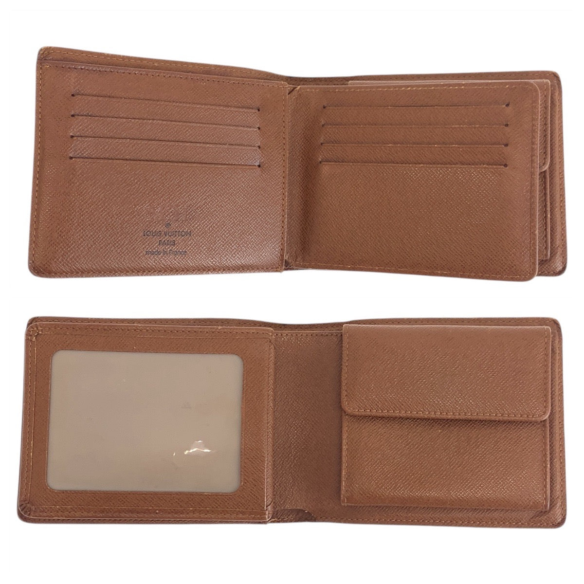 LOUIS VUITTON Bifold Wallet M60026 PVC Brown Gold Metal Monogram Portefeuille Florin