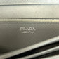 PRADA Long Wallet Purse 1MH132 leather Grey SilverMetal Long Wallet Purse with pass case Safiano logo Women Used Authentic