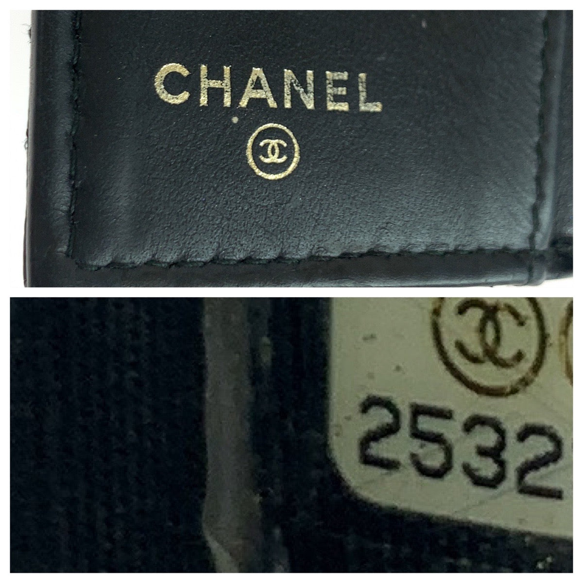 CHANEL Tri-fold wallet Caviar skin Black GoldMetal Folding wallet Compact wallet Boy Chanel Small Flap COCO Mark Women Used Authentic