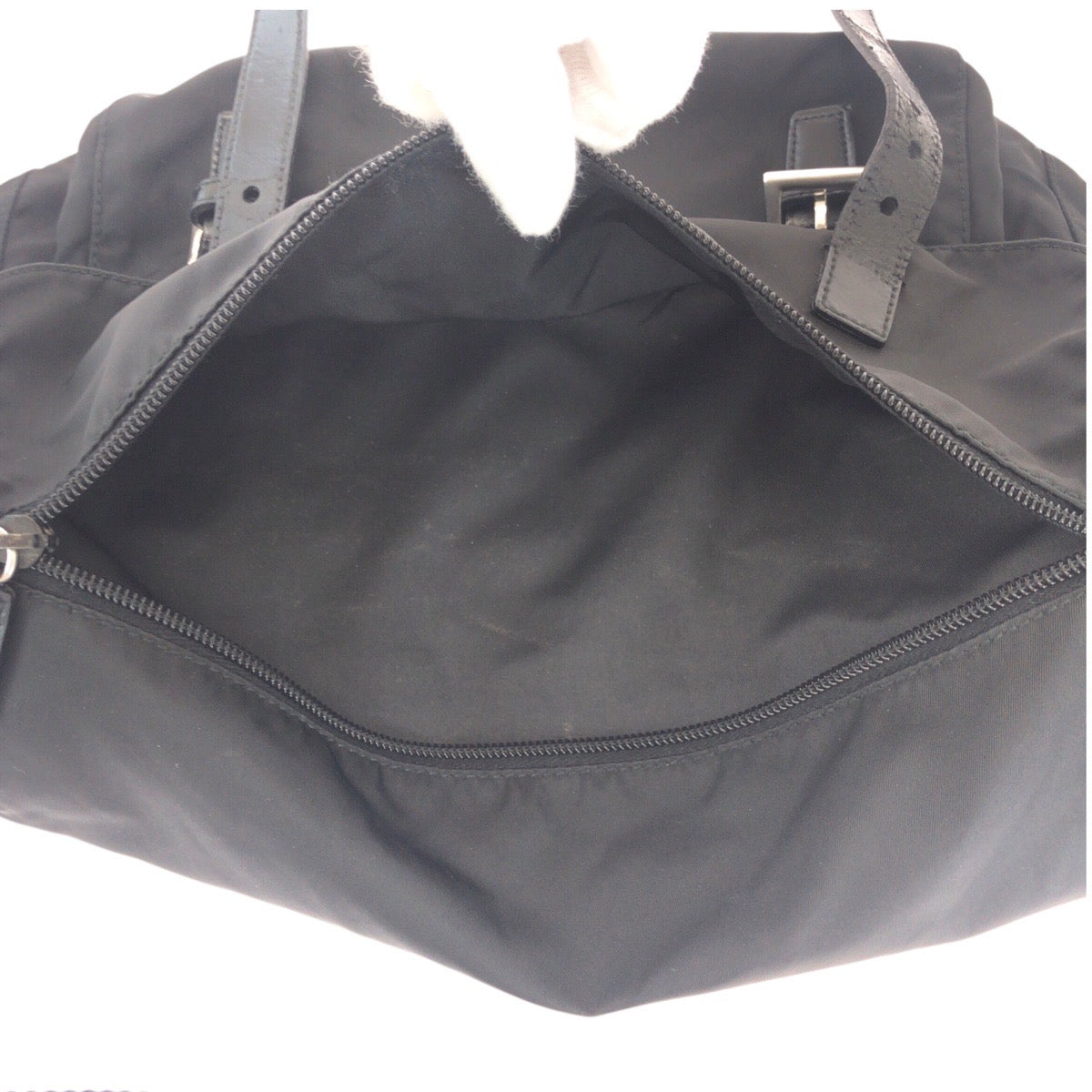 PRADA Shoulder Bag Nylon Black Silver Metal Test Triangle With logo