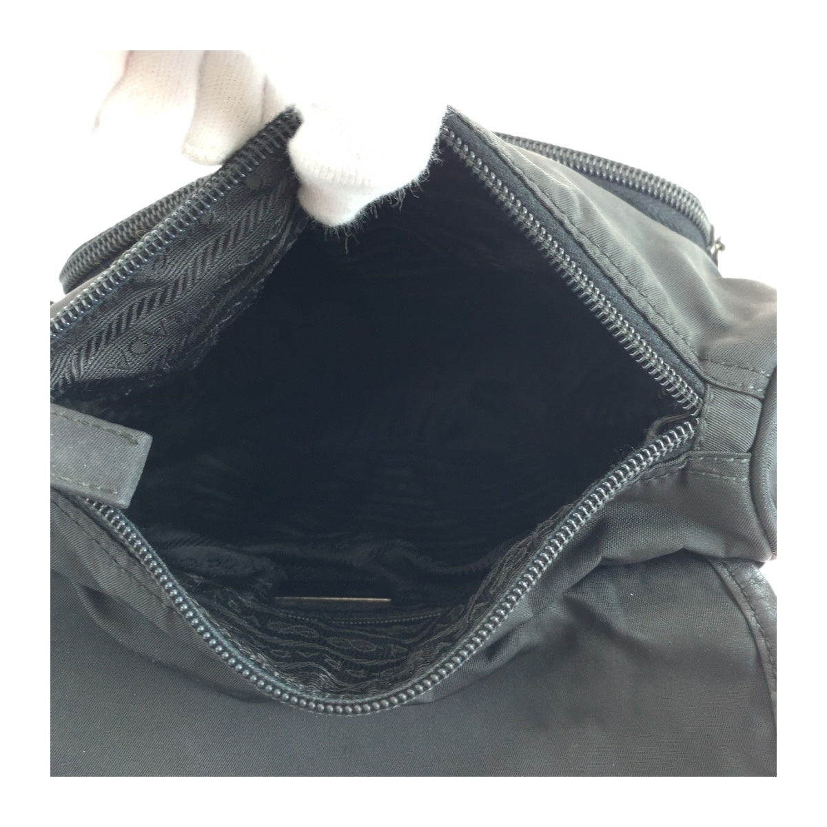 PRADA Shoulder Bag BT0173  Nylon Black SilverMetal Test Triangle With logo
