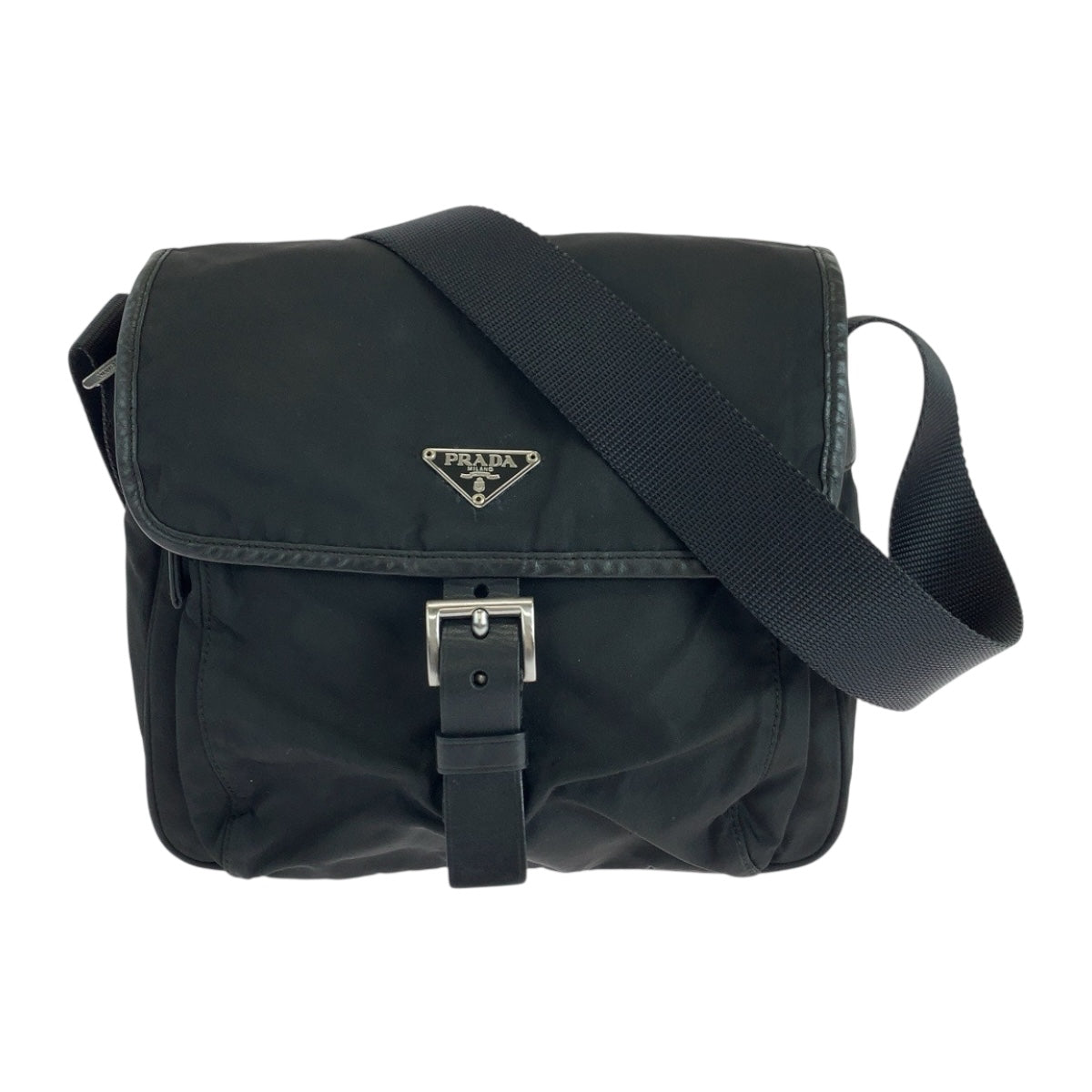 PRADA Shoulder Bag BT0173  Nylon Black SilverMetal Test Triangle With logo