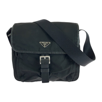 PRADA Shoulder Bag BT0173  Nylon Black SilverMetal Test Triangle With logo