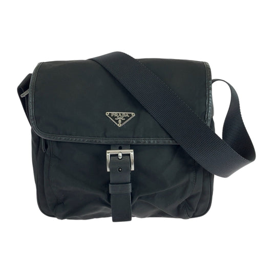 PRADA Shoulder Bag BT0173  Nylon Black SilverMetal Test Triangle With logo