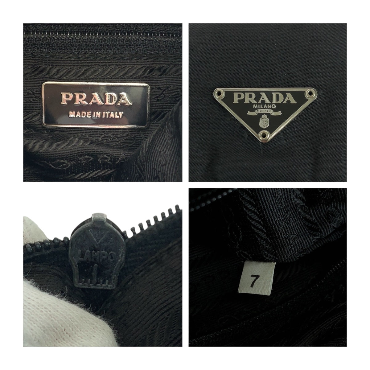 PRADA Shoulder Bag BT0173  Nylon Black SilverMetal Test Triangle With logo