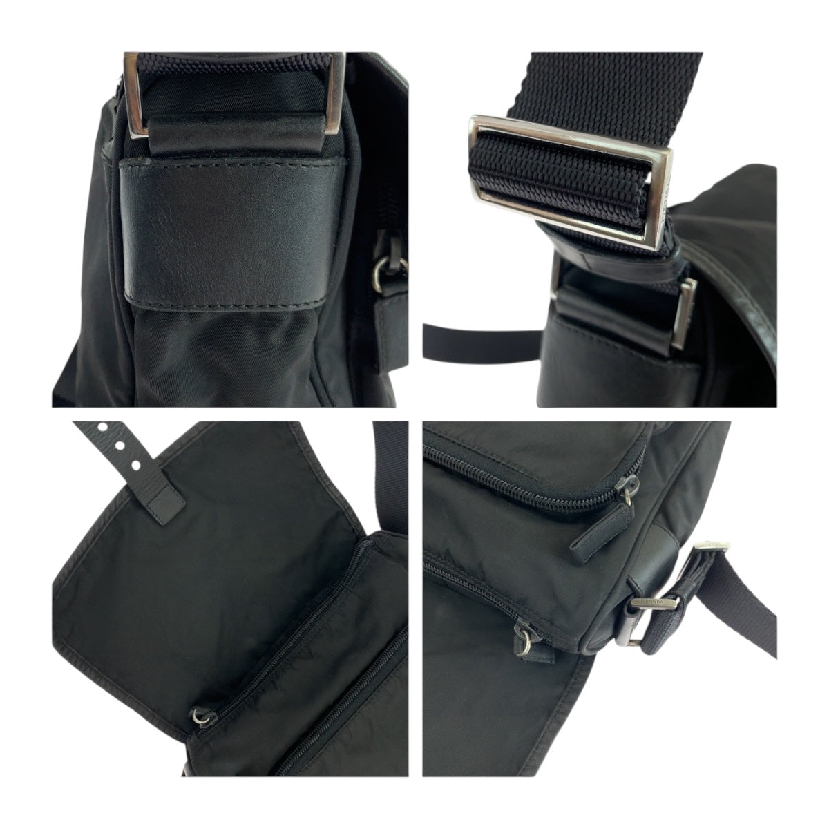 PRADA Shoulder Bag BT0173  Nylon Black SilverMetal Test Triangle With logo