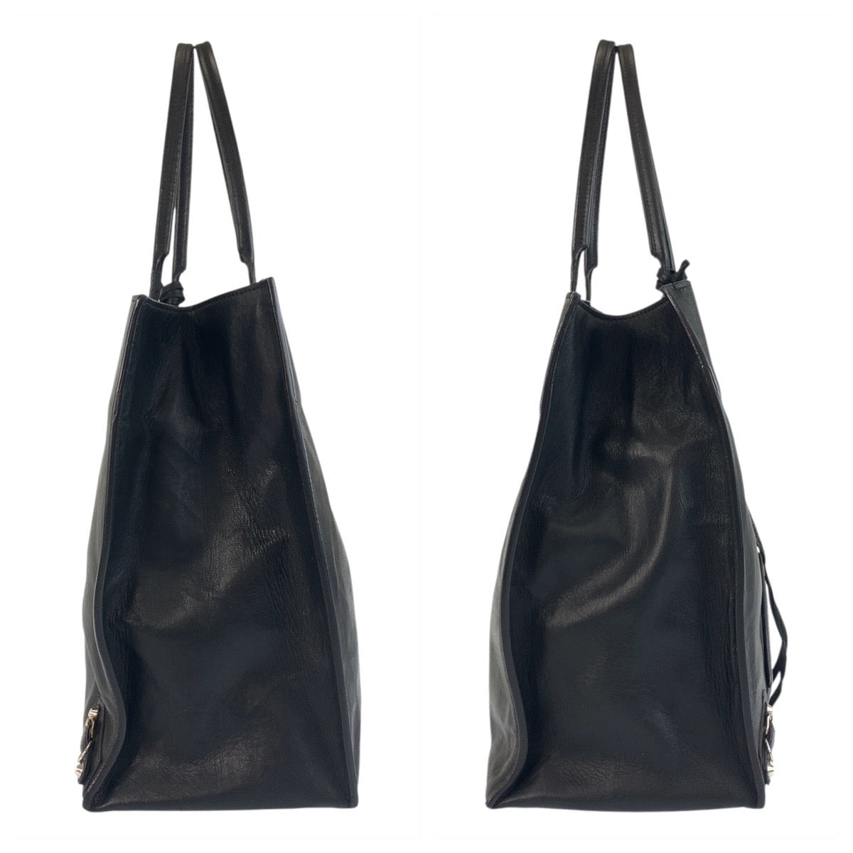 BALENCIAGA Tote Bag 236701 leather Black SilverMetal Tote Bag Shoulder Bag Unisex paper Women Used Authentic