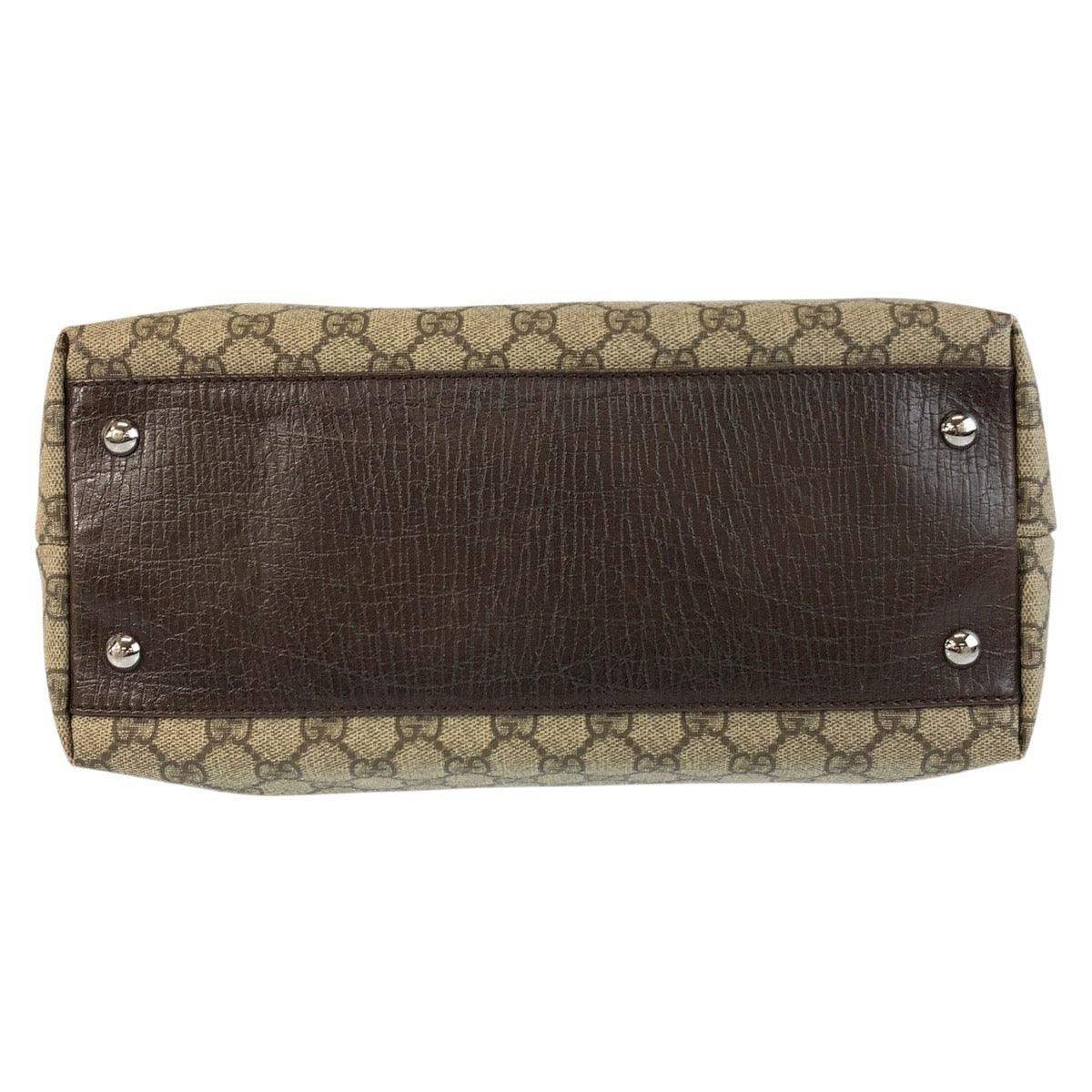 GUCCI Tote Bag 131220 GG Supreme canvas, leather Beige Brown SilverMetal Tote Bag handbag Women Used Authentic