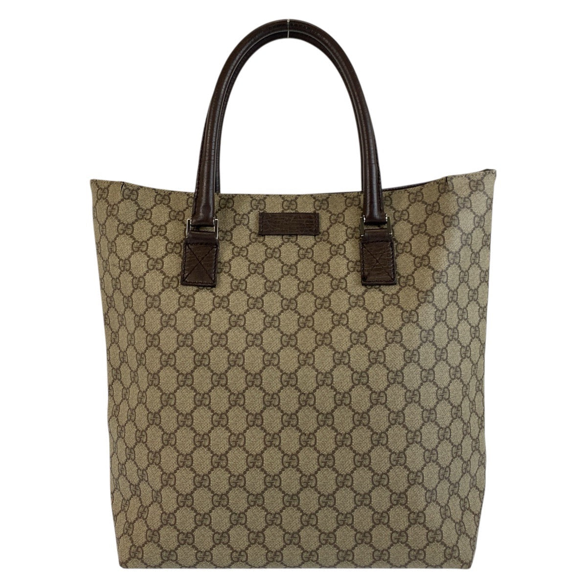 GUCCI Tote Bag 131220 GG Supreme canvas, leather Beige Brown SilverMetal Tote Bag handbag Women Used Authentic