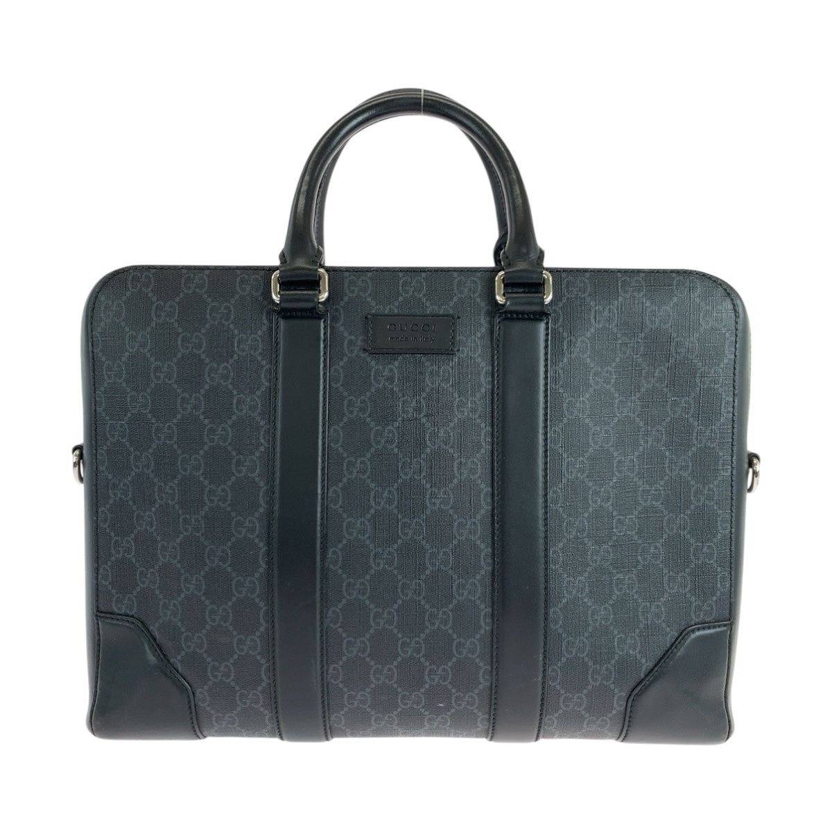 GUCCI Business bag 474135 GG Supreme Canvas Black SilverMetal